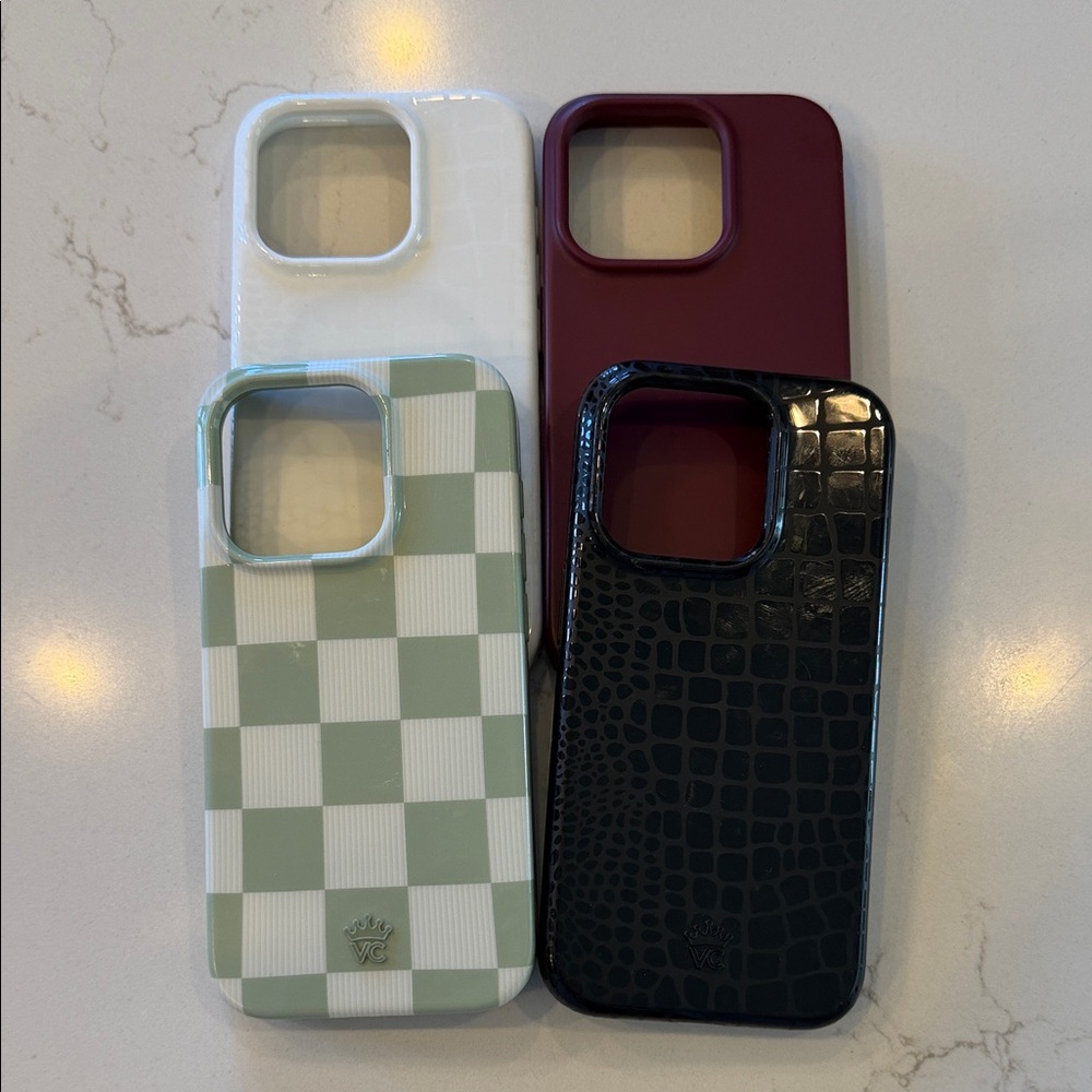 Velvet Caviar iPhone 15 Pro Case Set - Black, White, Green, Red